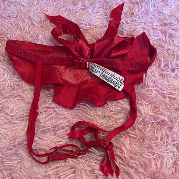 NWT Victoria’s Secret CS/SM red Valentines Day sheer heart lace garter - Picture 7 of 8